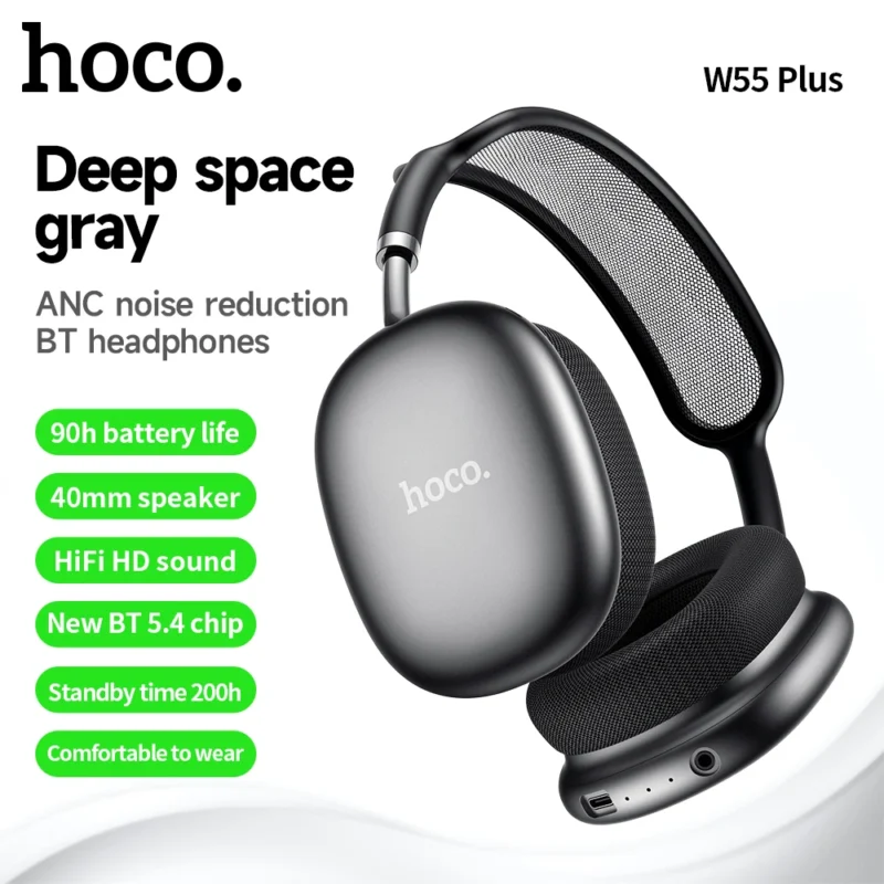 casque bluetooth - Casque Bluetooth anti-bruit HOCO W55 Plus, 90h autonomie. - INFINITY WEEB Algérie