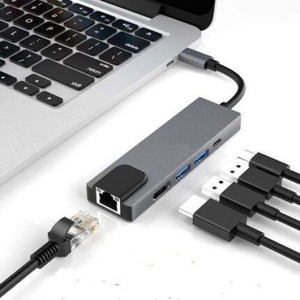 adaptateur usb - Adaptateur USB-C 5-en-1 avec HDMI, USB 3.0 et Ethernet RJ45 pour ordinateurs portables. - INFINITY WEEB Algérie