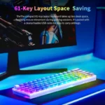 Havit KB877L Clavier de jeu mécanique à membrane - 61 touches rétroéclairées RVB avec touches multimédia, USB-C filaire transparent - Image 6 - INFINITY WEEB